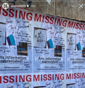 André 3000 Sparks Album Speculation With Missing Notebook Posters In Amsterdam