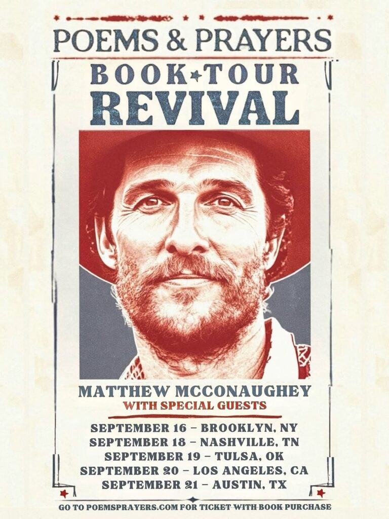 Matthew McConaughey Lines Up Zach Bryan, John Mayer, & More For Poems & Prayers Book Tour