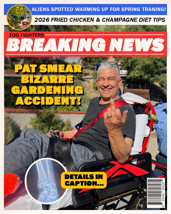 Foo Fighters’ Pat Smear Breaks Foot In Gardening Accident, Will Not Perform On Throne